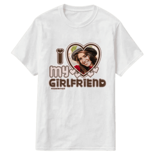 Koszulka I Love My Girlfriend z twoim zdjęciem na Rocznice - Mejkmi - Personalizowane Prezenty Dla Twoich Bliskich!