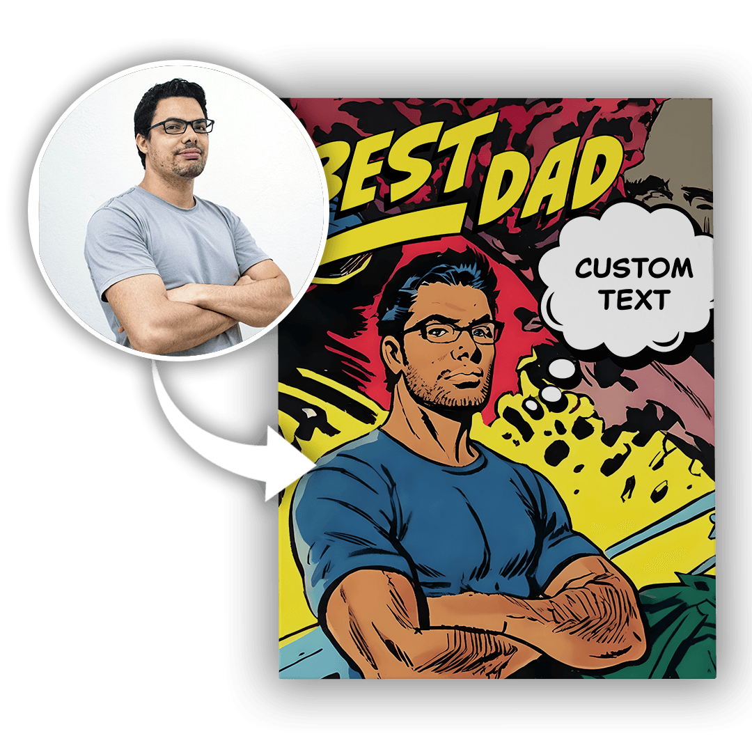 Personalizowany Obraz na płótnie American Comic dla taty - Mejkmi - Personalizowane Prezenty Dla Twoich Bliskich!