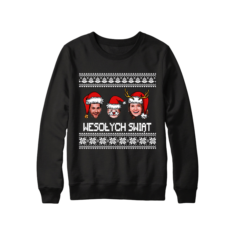 Personalizowana Bluza - Wasze twarze w świątecznych czapkach - Mejkmi - Personalizowane Prezenty Dla Twoich Bliskich!