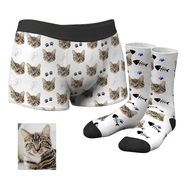 Funny personalized boxers and socks with your cat's photo for a gift -. Mejkmi - Personalized Gifts for your loved ones!