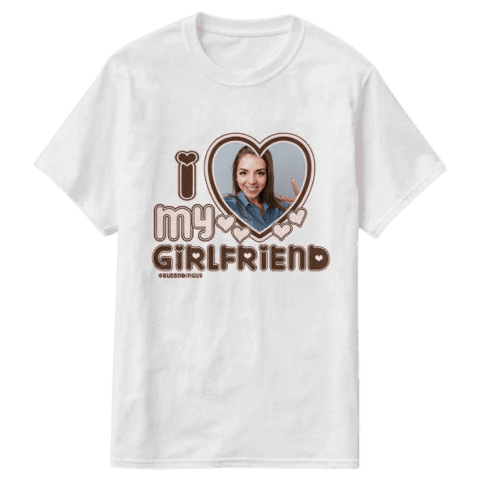 Koszulka I Love My Girlfriend z twoim zdjęciem na Dzień Chłopaka - Mejkmi - Personalizowane Prezenty Dla Twoich Bliskich!