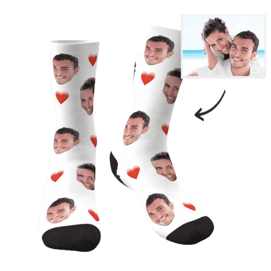 Funny personalized socks in hearts with your face for a gift -. Mejkmi - Personalized Gifts for your loved ones!