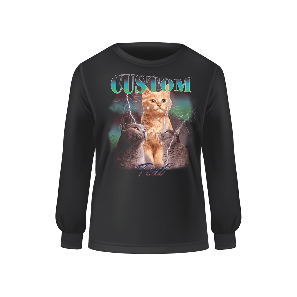 Personalized Sweatshirt - bootleg with text and photo of your cat -. Mejkmi - Personalized Gifts for your loved ones!