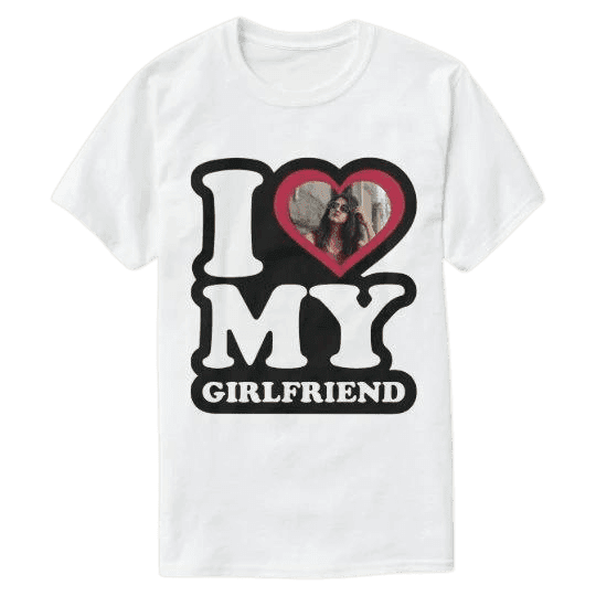 Personalizowana Koszulka I Love My Girlfriend z Twoim zdjęciem na prezent - Mejkmi - Personalizowane Prezenty Dla Twoich Bliskich!
