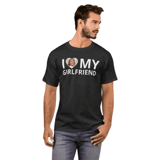Personalizowana czarna Koszulka I Love My Girlfriend v4