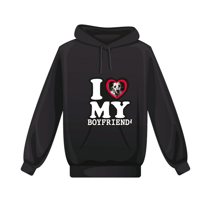 Personalizowana Bluza I Love My Boyfriend z Twoim zdjęciem na prezent - Mejkmi - Personalizowane Prezenty Dla Twoich Bliskich!