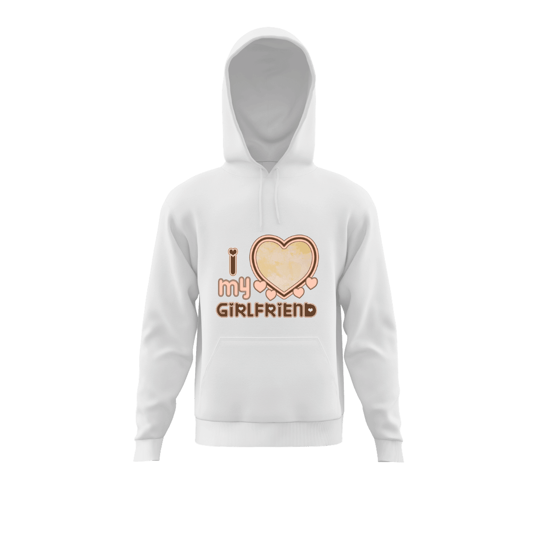 Personalized I Love My Girlfriend Cream Heart Sweatshirt with your photo as  a gift